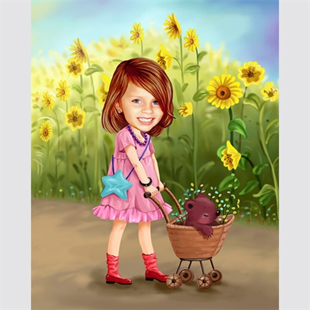 Sunflower Girl Caricature from Photo - myDaVinci